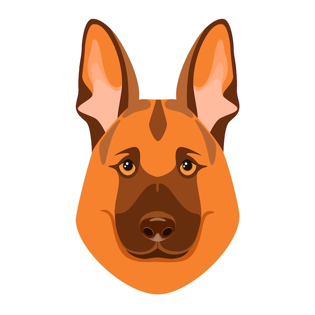 The head of a German Shepherd on a white background. Dog. Cartoon design.