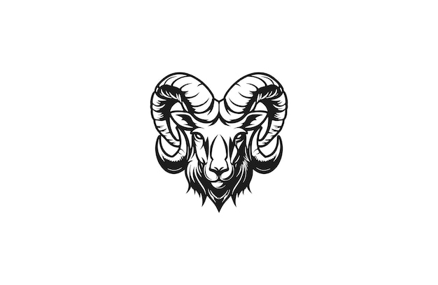 Vector head goat logo style icon design template flat vector