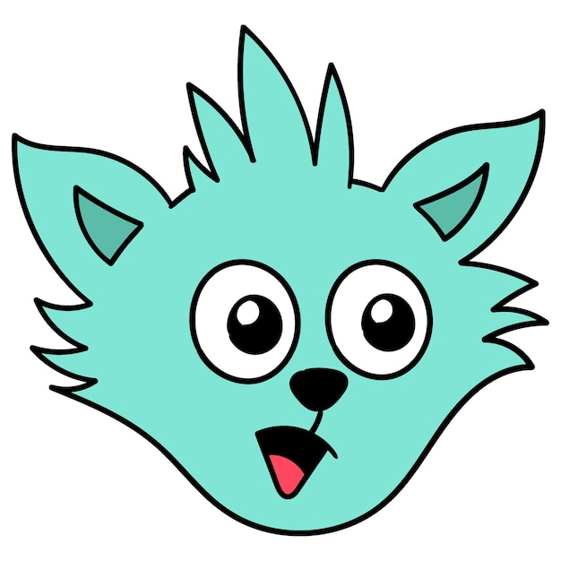 The head of the hairy cat stands up when he is shocked doodle icon drawing