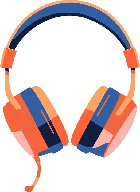 Vector over the head headphones in ux ui flat style isolated on background