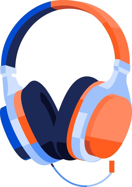 Vector over the head headphones in ux ui flat style isolated on background