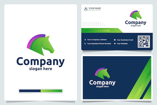 Head horse ,gradient color , logo design and business card