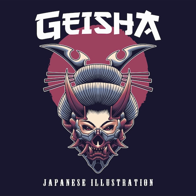 Head of Japanese evil geisha vector illustration design