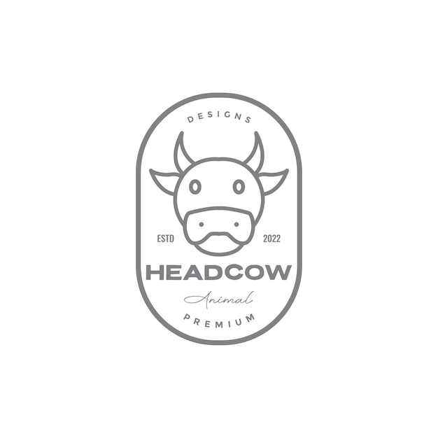 Head line cartoon cow badge vintage logo