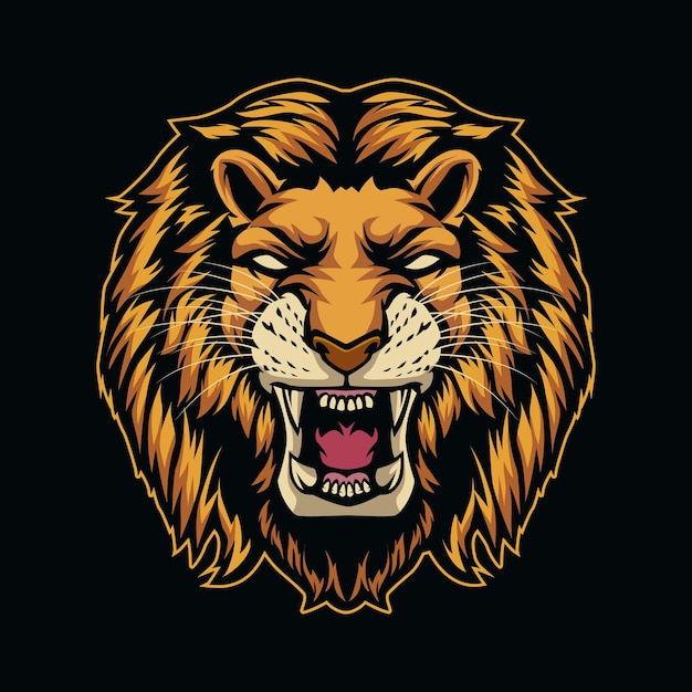 Head lion mascot logo gaming illustration vector