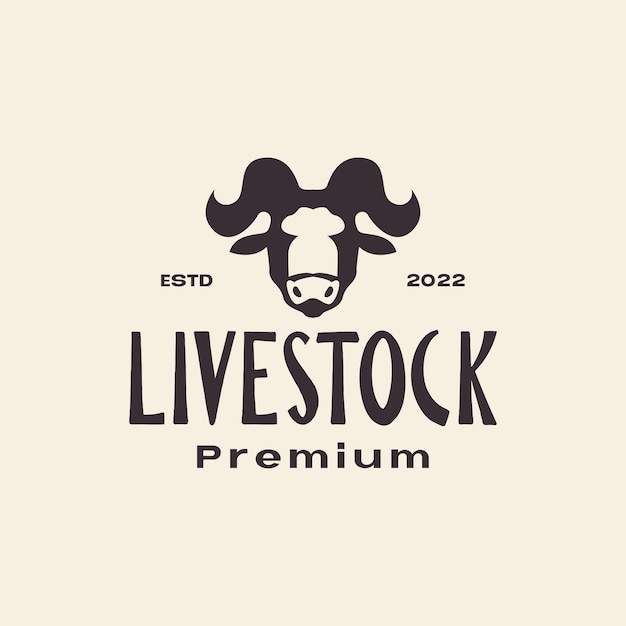 Head livestock unique horn vintage logo design vector graphic symbol icon illustration creative idea