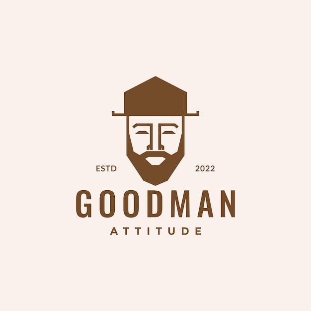 Head man with beard and hat polygon logo design vector graphic symbol icon illustration creative idea