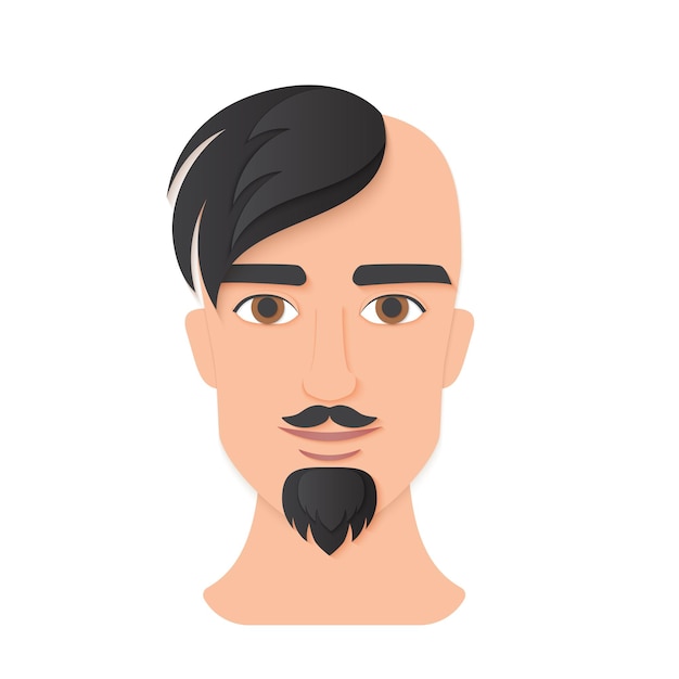 Vector head man with mustache and small beard