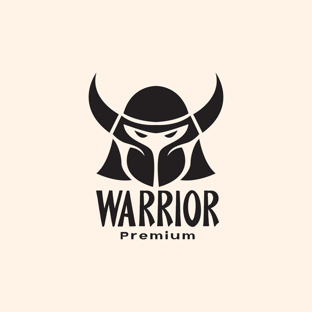 Head mask helmet with horn warrior vintage logo design vector graphic symbol icon illustration creative idea