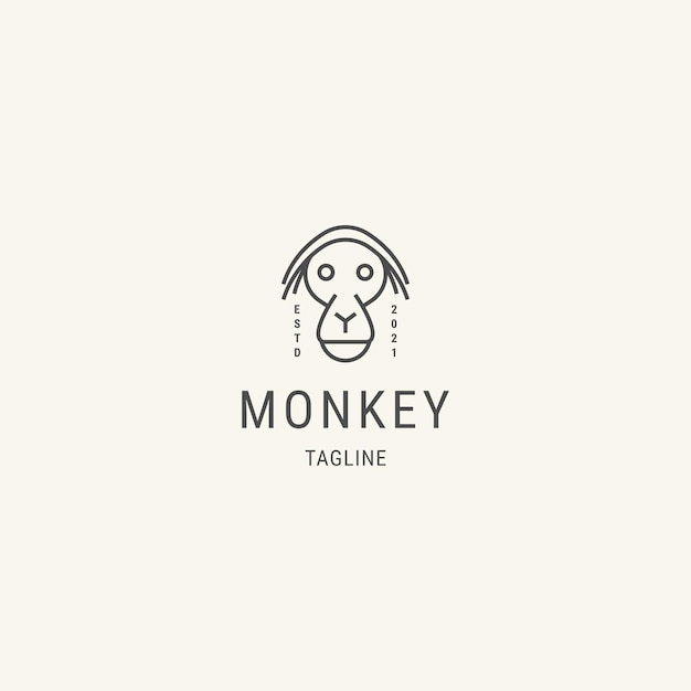 Head monkey logo with flat style logo template