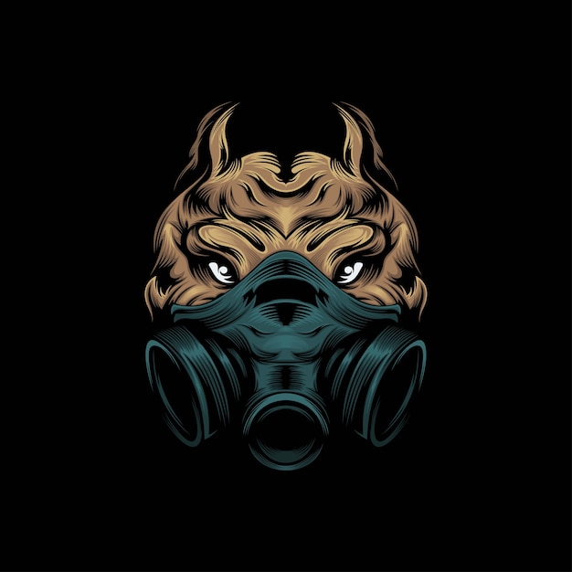 head pitbull mask mascot illustration