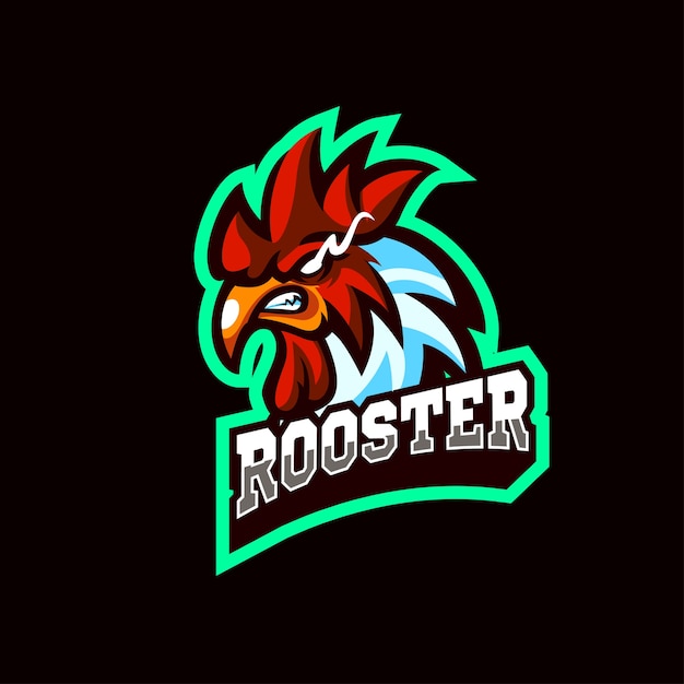 Head Rooster mascots logo