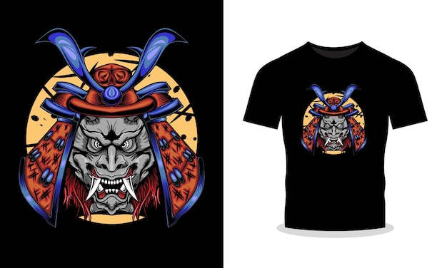 Head samurai illustration tshirt illustration