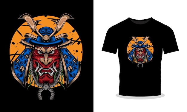 Head samurai illustration tshirt illustration