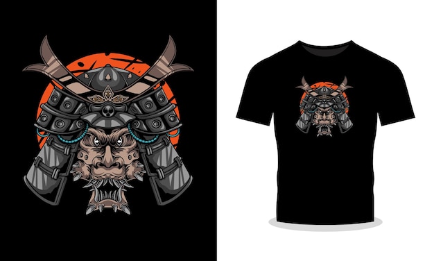 Head samurai illustration tshirt illustration