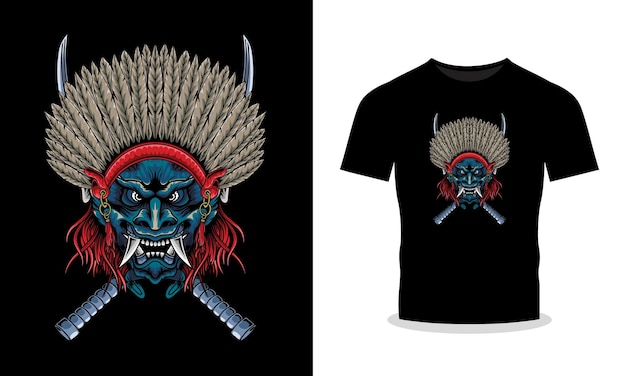 Head samurai illustration tshirt illustration