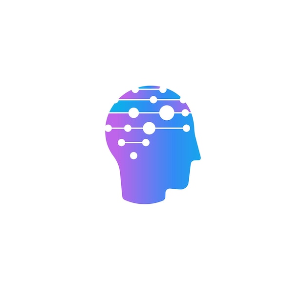 Head Silhouette with lines and points thinking process brainstorming mental health MRI scanner Vector illustration