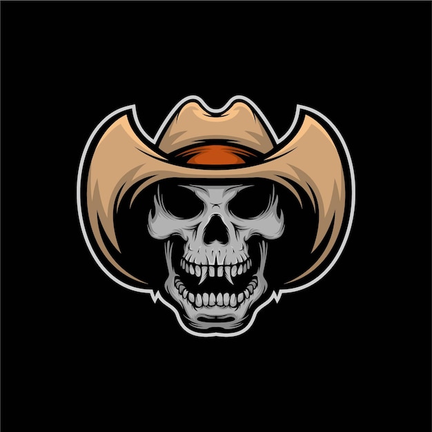 Head skull cowboy mascot illustration