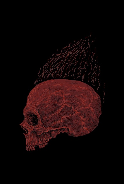 Head skull and fire artwork illustration