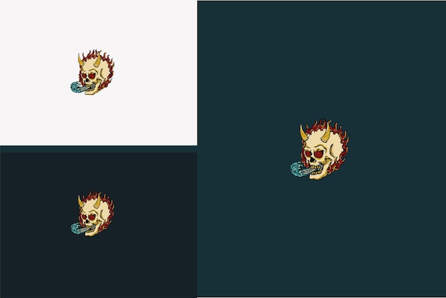 Head skull and flame vector illustration design