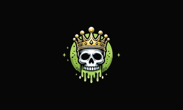 head skull wearing crown and slime vector artwork design