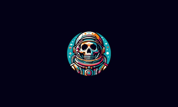 Vector head skull wearing helmet astronaut vector flat design