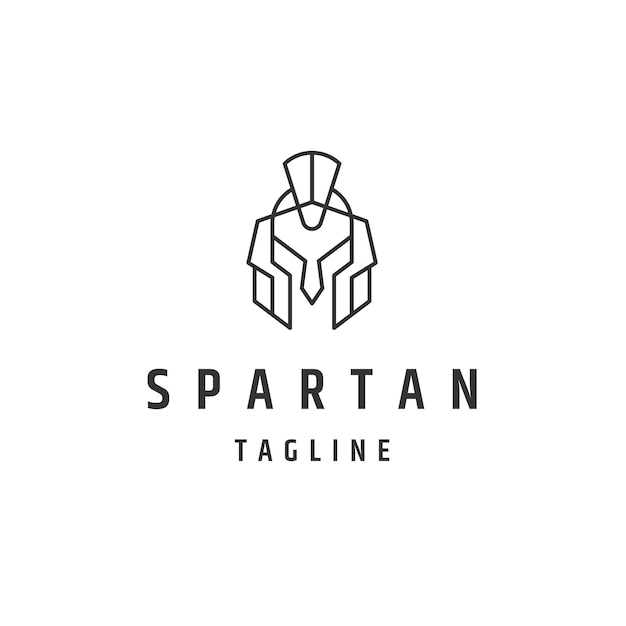 Head spartan line logo icon design template flat vector