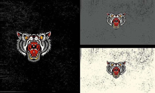 Head tiger and fangs vector illustration mascot design