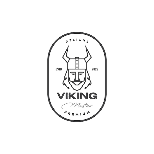 Head viking with beard and horns helm logo design vector graphic symbol icon illustration creative idea