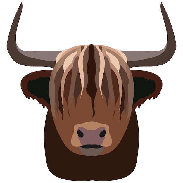 Head of a wild yak Portrait of cattle cow Isolated on a white background Design element for logo poster card banner emblem tshirt Vector illustration