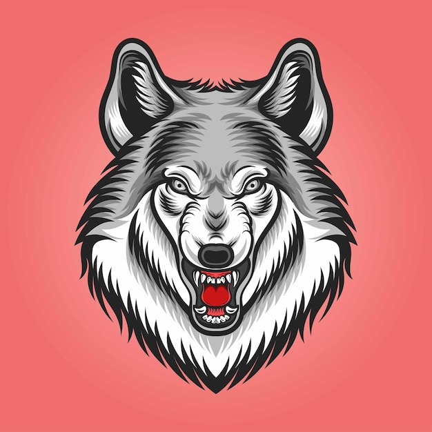 Head wolf angry vector illustration