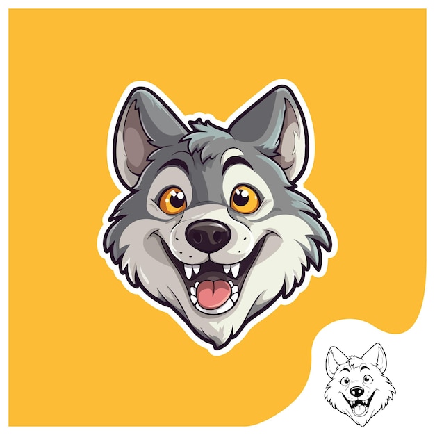 Head of Wolf Sticker Vector ilustration