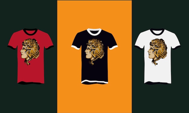 Vector head women and tiger vector t shirt design