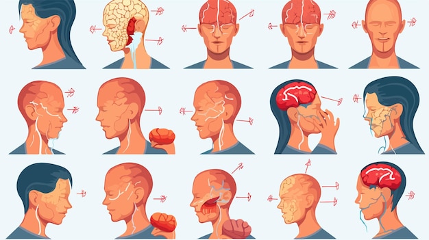 Vector headache types and areas infographic diagram