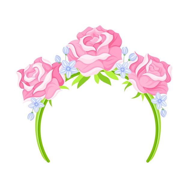 Vector headband with decorative rose flowers and leaves vector illustration