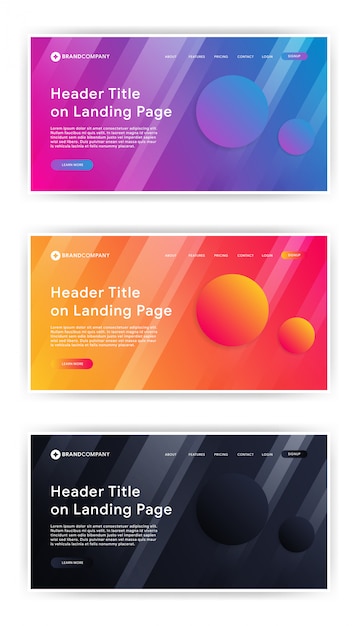 Header of landing page with purple and yellow background