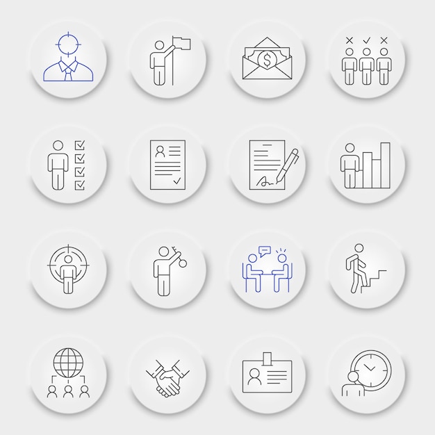 Headhunting line icon set