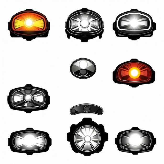 Vector headlamp vector set white background isolated a high qua