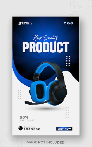 Headphone brand product social media Instagram banner and promotion devices post template