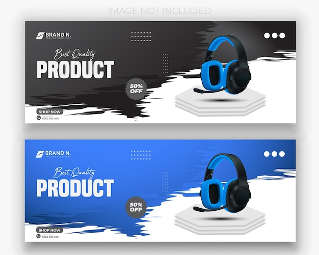 Headphone brand product social media and promotion devices post template