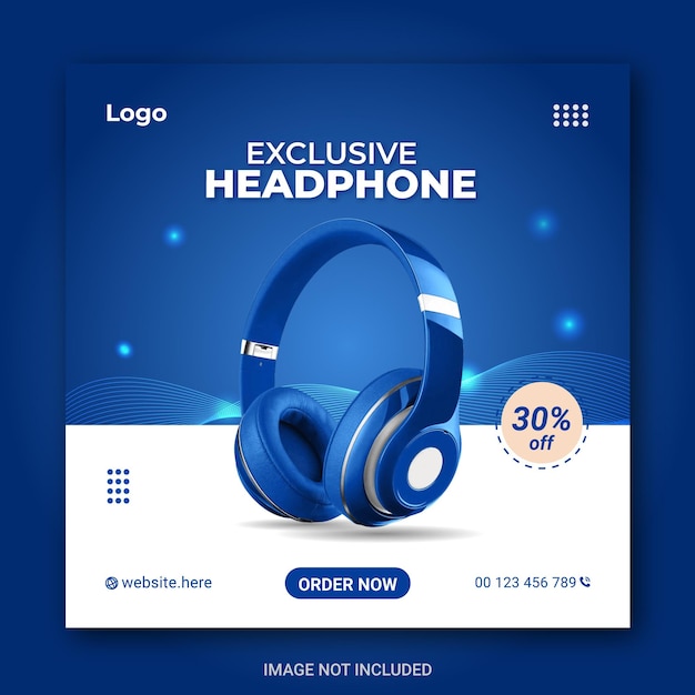 Headphone Brand Promotion Instagram Social Media Banner Templates