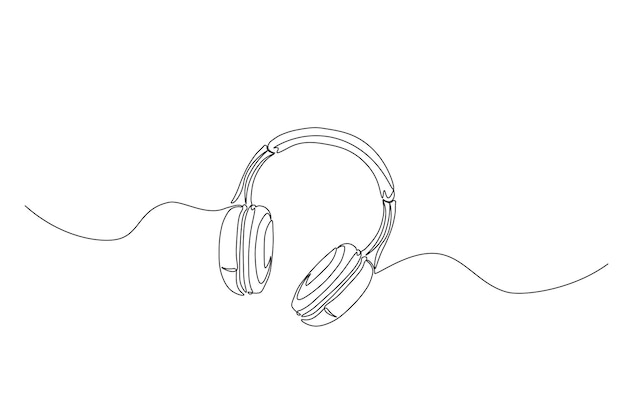 Headphone in continuous one line drawing illustration