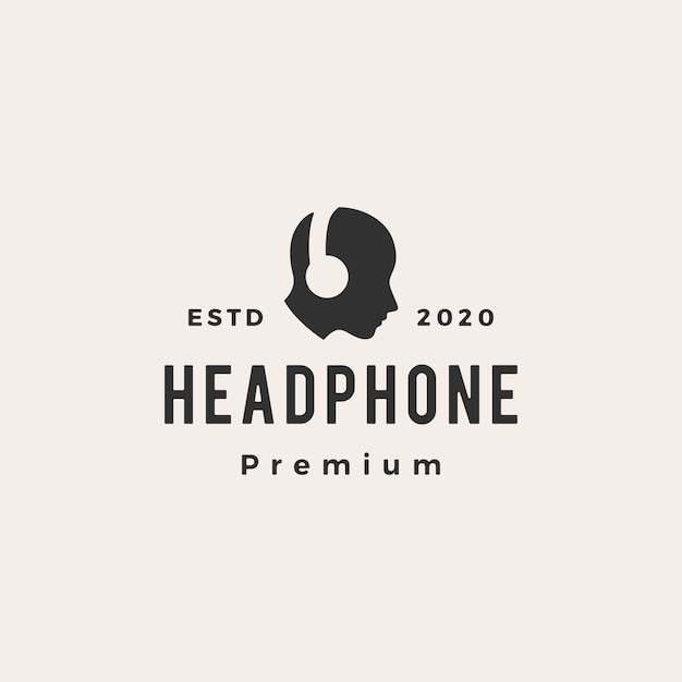 Headphone hipster vintage logo  icon illustration