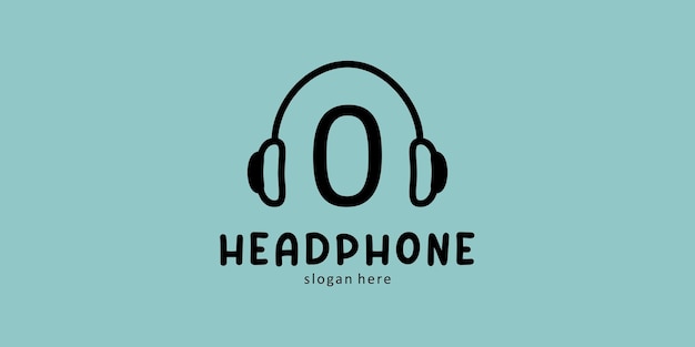 Vector headphone logo design with letter 0