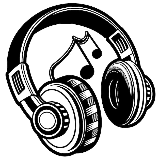 A headphone music silhouette vector art illustration