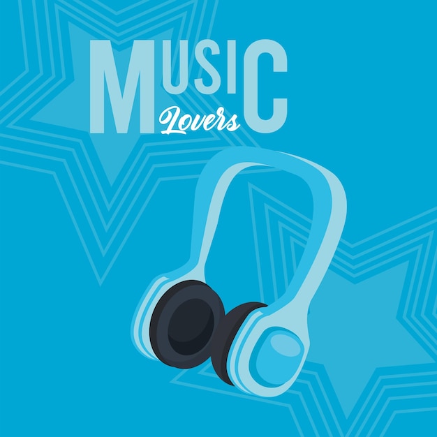 Headphone poster blue background