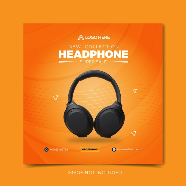 Headphone sale social media post template banner