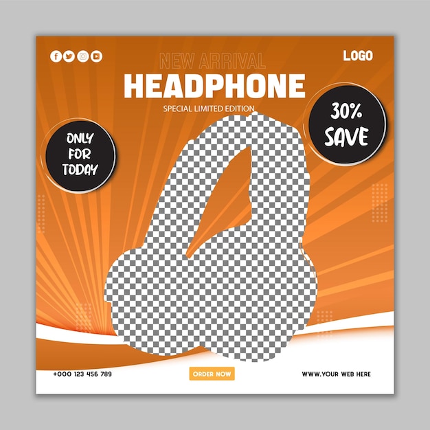 Headphone Social Media post Design