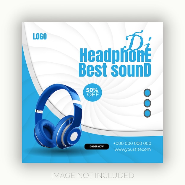 Headphone social media sales banner template with unique design