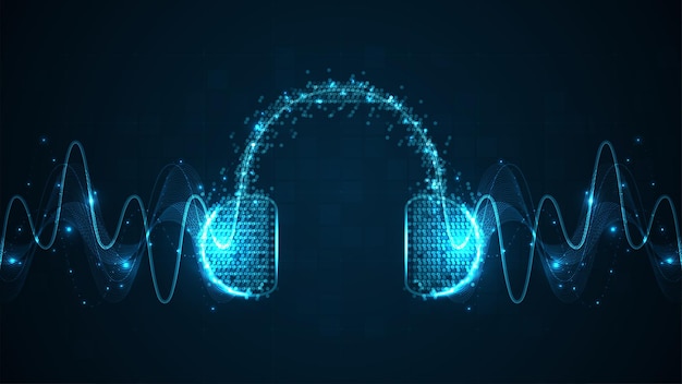 Headphone and sound wave music equalizer background